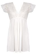 Romantic nightdress, smooth and comfortable fabric, lace overlay, short sleeves